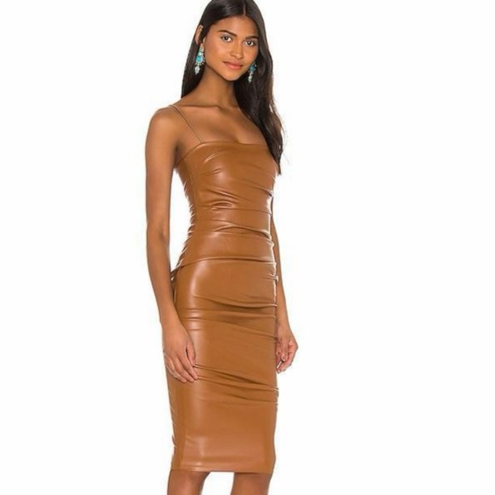Nookie Posse Brown Pleather Midi Dress